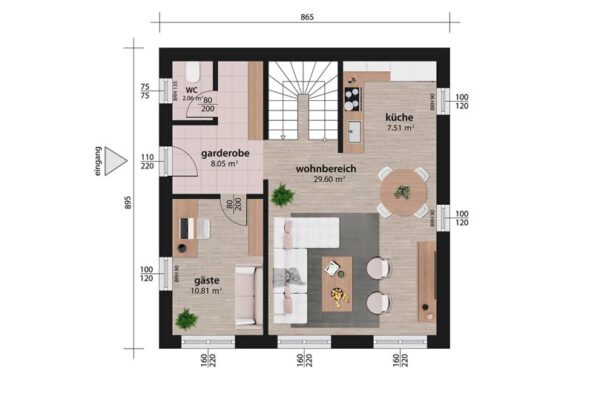 Einfamilienhaus Grundriss 120 2D EG