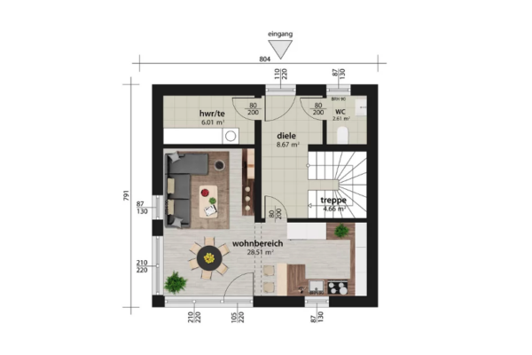 Einfamilienhaus Grundriss 100 2D EG