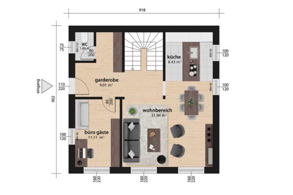 Einfamilienhaus Grundriss 130 2D EG