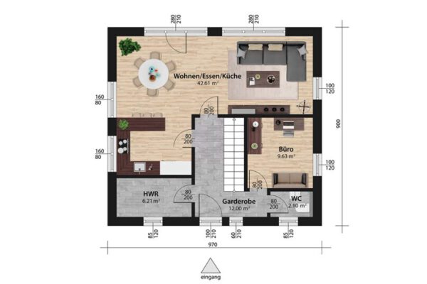 Einfamilienhaus Grundriss 140 2D EG