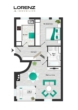 Grundriss - 2 Zimmer Wohnung mit Süd-West Loggia und Tiefgaragenplatz